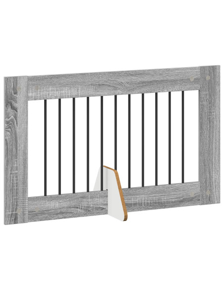 Cancello per cani con supporti 4 pcs Grigio Sonoma 100 x 60 cm