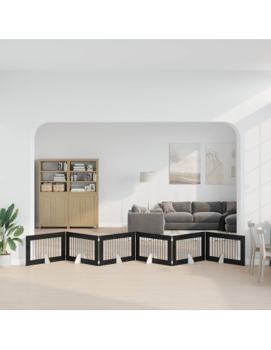 Cancello per cani con supporti 6 pcs Rovere Nero 100 x 60 cm