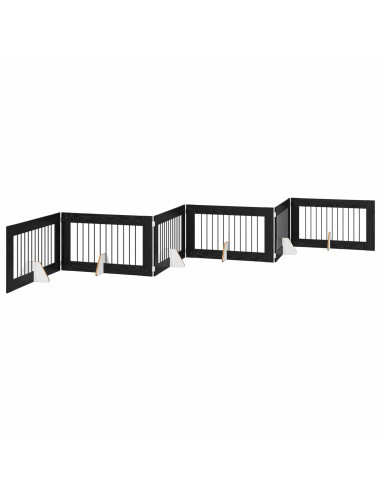 Cancello per cani con supporti 6 pcs Rovere Nero 100 x 60 cm