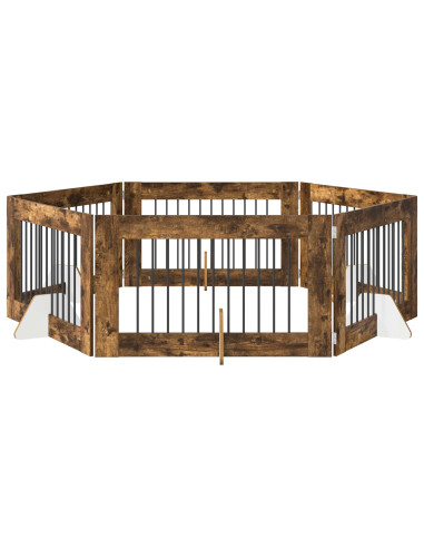 Cancello per cani con supporti 6 pcs Rovere Fumo 100 x 60 cm