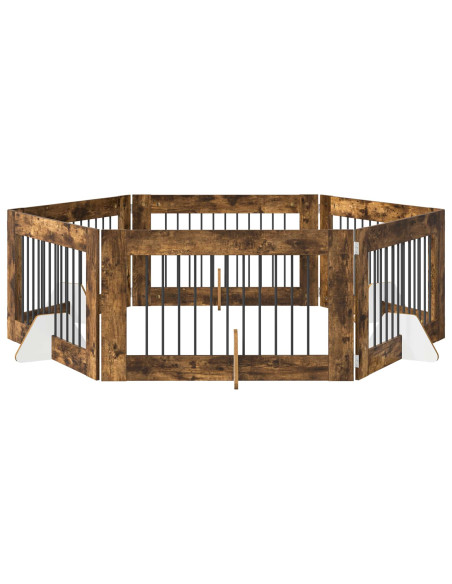 Cancello per cani con supporti 6 pcs Rovere Fumo 100 x 60 cm