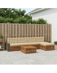 Set di divani da esterno 6 pcs Naturale e Beige 79 x 79 x 37 cm