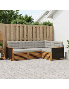 Set di divani da esterno 4 pcs Naturale e Grigio Chiaro