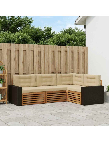 Set di divani da esterno 4 pcs Naturale e Beige