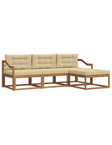 Set di divani da esterno con cuscino 4 pcs Naturale e Beige