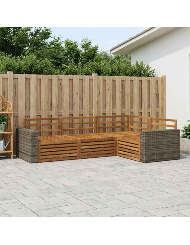 Set di divani da esterno 4 pcs Naturale 255,5 x 176,5 x 73 cm