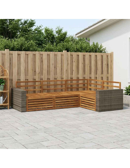 Set di divani da esterno 4 pcs Naturale 255,5 x 176,5 x 73 cm