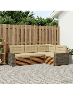 Set di divani da esterno 4 pcs Naturale e Beige