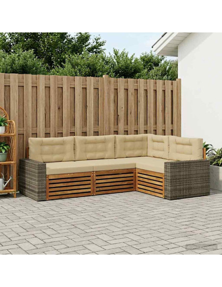 Set di divani da esterno 4 pcs Naturale e Beige