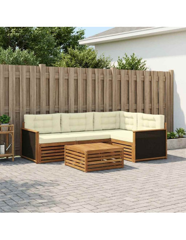 Set di divani da esterno 5 pcs Naturale e Crema 79 x 79 x 37 cm