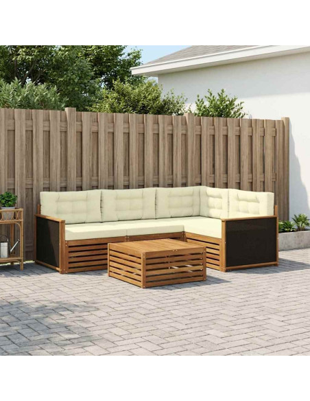Set di divani da esterno 5 pcs Naturale e Crema 79 x 79 x 37 cm