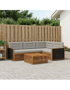Set di divani da esterno 5 pcs Naturale e Grigio Chiaro