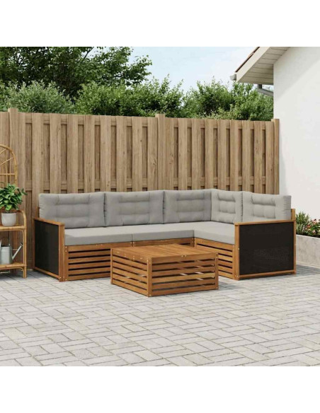 Set di divani da esterno 5 pcs Naturale e Grigio Chiaro
