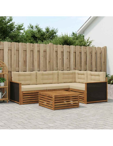 Set di divani da esterno 5 pcs Naturale e Beige 79 x 79 x 37 cm