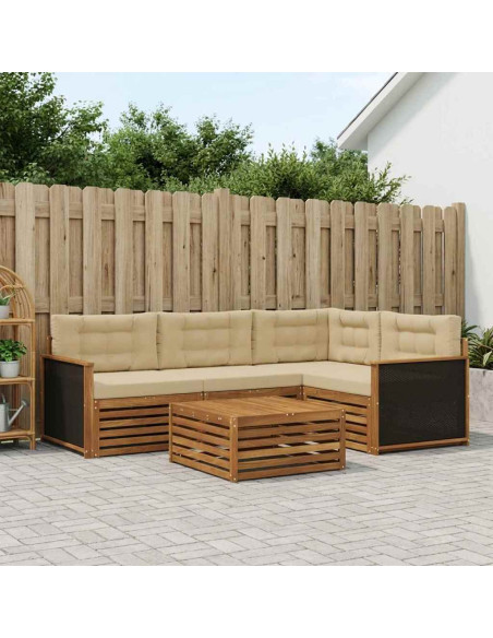 Set di divani da esterno 5 pcs Naturale e Beige 79 x 79 x 37 cm