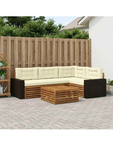 Set di divani da esterno 5 pcs Naturale e Crema 79 x 79 x 37 cm