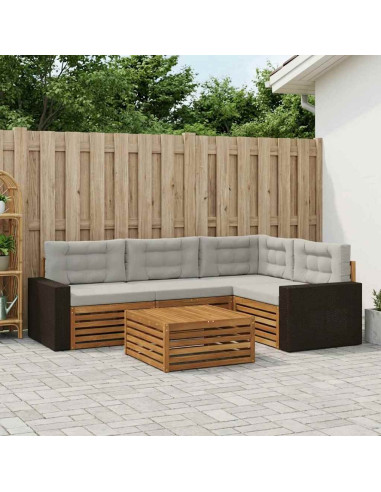 Set di divani da esterno 5 pcs Naturale e Grigio Chiaro