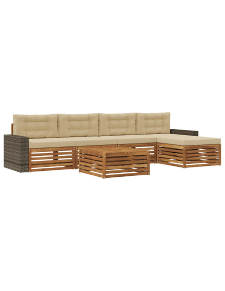 Set di divani da esterno 6 pcs Naturale e Beige 79 x 79 x 37 cm