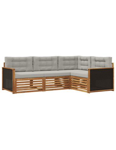 Set di divani da esterno 4 pcs Naturale e Grigio Chiaro