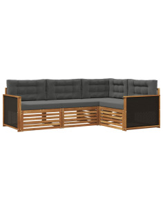 Set di divani da esterno 4 pcs Naturale e Antracite 2