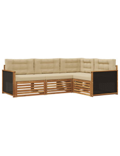 Set di divani da esterno 4 pcs Naturale e Beige 2