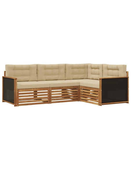 Set di divani da esterno 4 pcs Naturale e Beige