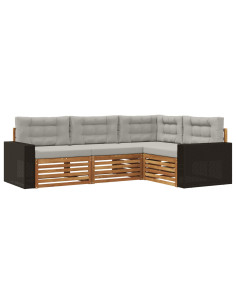 Set di divani da esterno 4 pcs Naturale e Grigio Chiaro 2