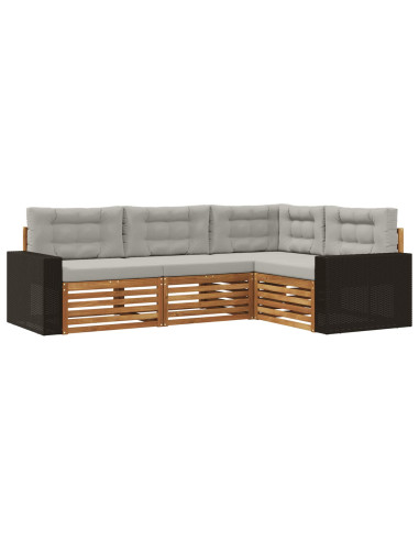 Set di divani da esterno 4 pcs Naturale e Grigio Chiaro