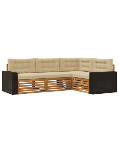Set di divani da esterno 4 pcs Naturale e Beige 2