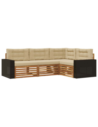 Set di divani da esterno 4 pcs Naturale e Beige
