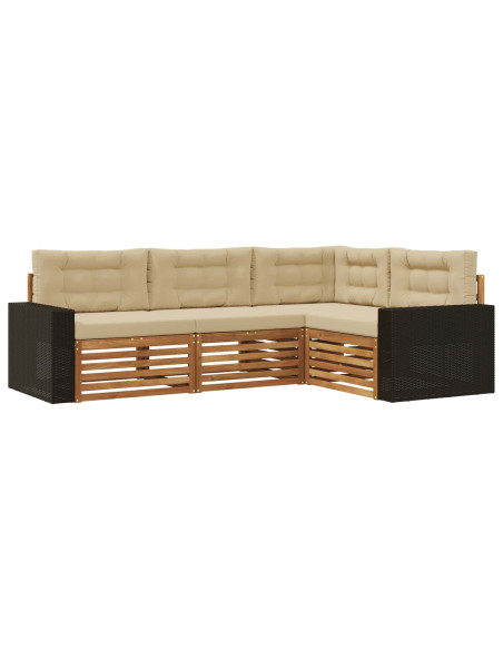 Set di divani da esterno 4 pcs Naturale e Beige