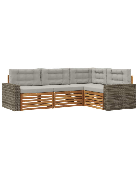 Set di divani da esterno 4 pcs Naturale e Grigio Chiaro