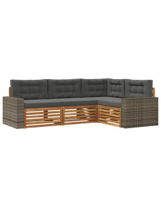Set di divani da esterno 4 pcs Naturale e Antracite 2