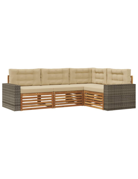 Set di divani da esterno 4 pcs Naturale e Beige