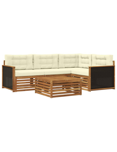 Set di divani da esterno 5 pcs Naturale e Crema 79 x 79 x 37 cm