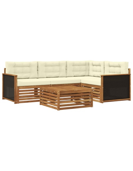 Set di divani da esterno 5 pcs Naturale e Crema 79 x 79 x 37 cm