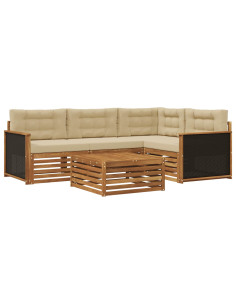 Set di divani da esterno 5 pcs Naturale e Beige 79 x 79 x 37 cm 2
