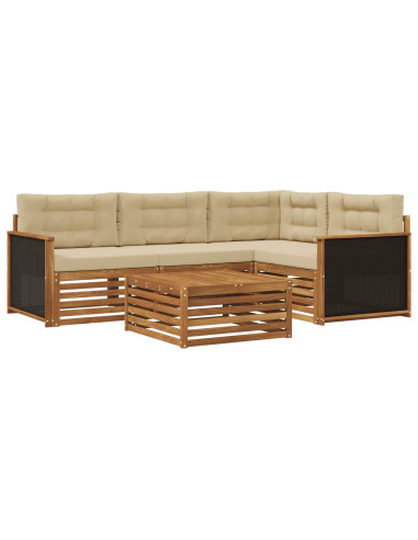 Set di divani da esterno 5 pcs Naturale e Beige 79 x 79 x 37 cm