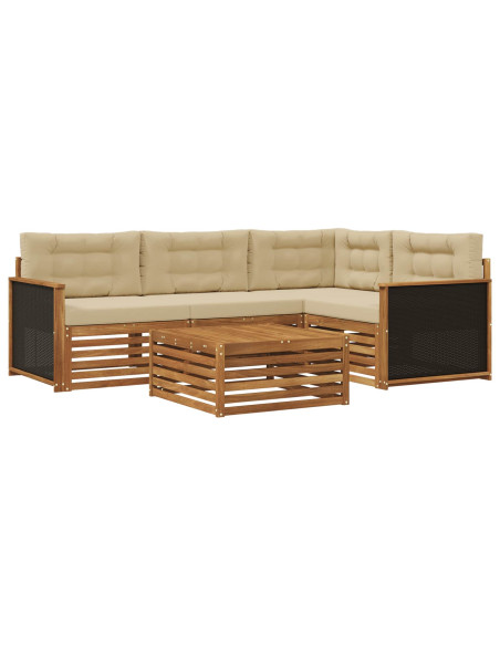 Set di divani da esterno 5 pcs Naturale e Beige 79 x 79 x 37 cm