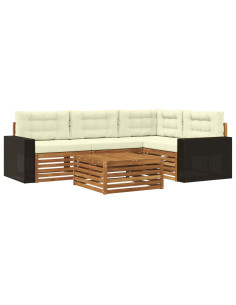 Set di divani da esterno 5 pcs Naturale e Crema 79 x 79 x 37 cm 2