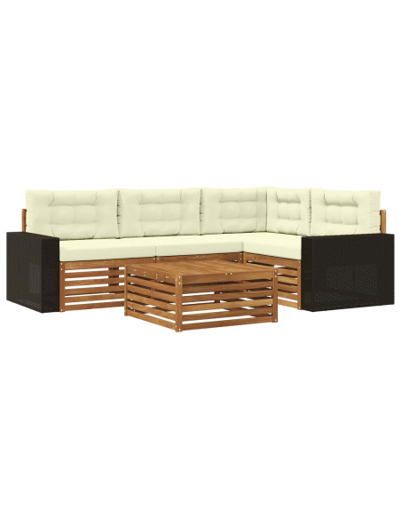 Set di divani da esterno 5 pcs Naturale e Crema 79 x 79 x 37 cm