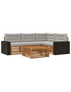 Set di divani da esterno 5 pcs Naturale e Grigio Chiaro 2