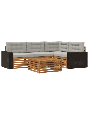 Set di divani da esterno 5 pcs Naturale e Grigio Chiaro