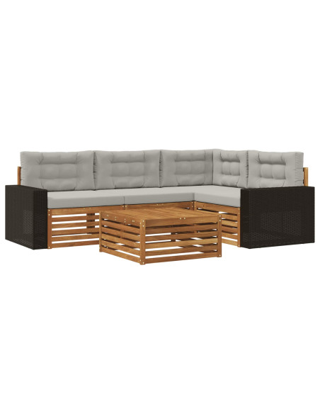 Set di divani da esterno 5 pcs Naturale e Grigio Chiaro