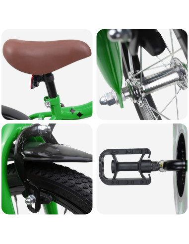 Bicicletta per Bambini 16 Pollici per bambini di 4-6 anni Verde