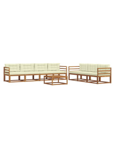 Set di divani da esterno con cuscino 8 pcs Naturale e Crema 2