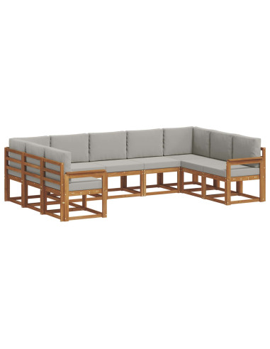 Set di divani con cuscino 9 pcs Grigio Naturale e Chiaro