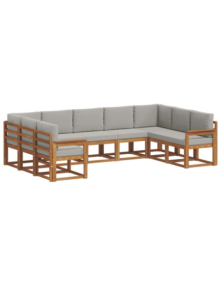 Set di divani con cuscino 9 pcs Grigio Naturale e Chiaro