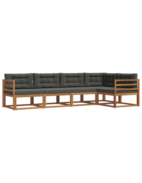 Set di divani da esterno con cuscino 5 pcs Naturale e Antracite