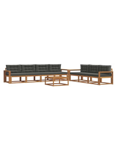 Set di divani da esterno con cuscino 8 pcs Naturale e Antracite 2